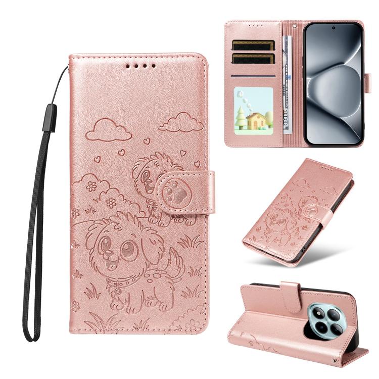 Embossed Heart Dog RFID Blocking Wallet Leather Phone Case, For Redmi Note 17 4G / 5G Global 169.7mm, For Redmi 17C 5G, For Redmi Note 17 Pro+ 5G Global 163.4mm, For Redmi 17 4G / 5G Global 170mm, For Redmi K90 Max 5G / K90 Ultra 5G, For Redmi 15a Glob...