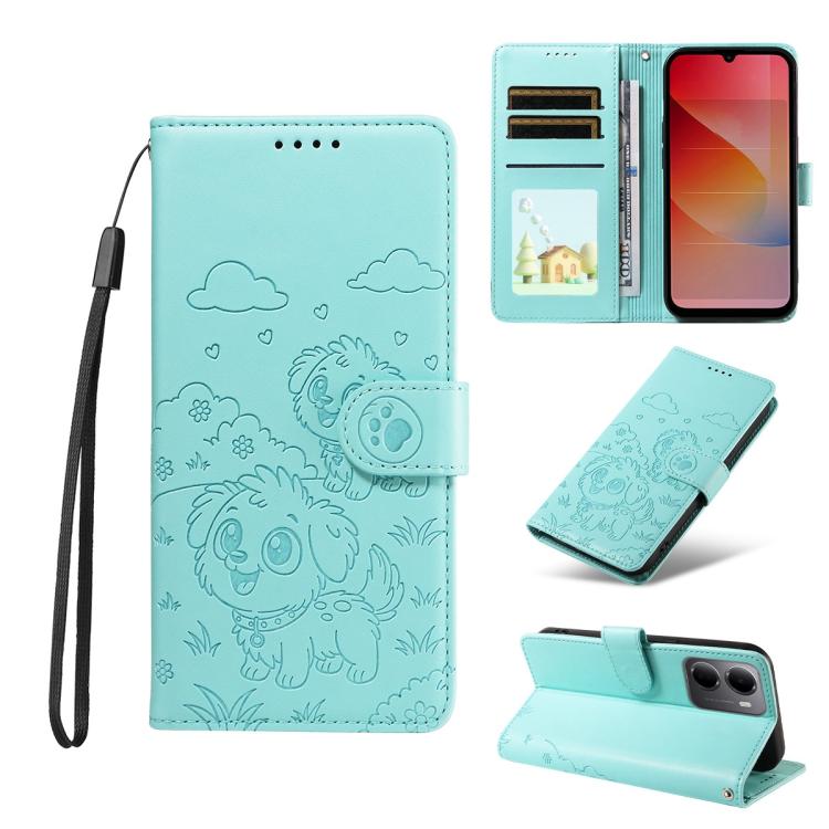 Embossed Heart Dog RFID Blocking Wallet Leather Phone Case, For Redmi Note 17 4G / 5G Global 169.7mm, For Redmi 17C 5G, For Redmi Note 17 Pro+ 5G Global 163.4mm, For Redmi 17 4G / 5G Global 170mm, For Redmi K90 Max 5G / K90 Ultra 5G, For Redmi 15a Glob...