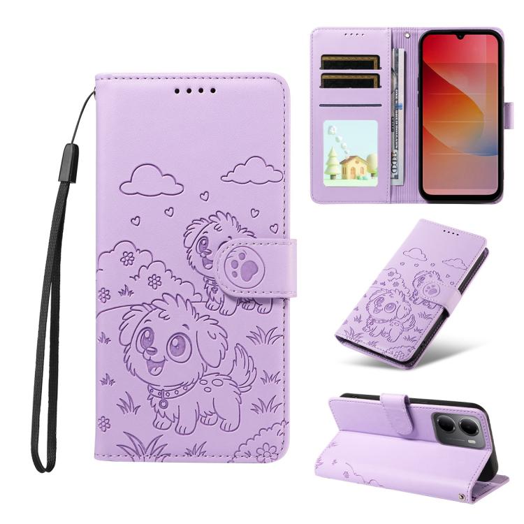 Embossed Heart Dog RFID Blocking Wallet Leather Phone Case, For Redmi Note 17 4G / 5G Global 169.7mm, For Redmi 17C 5G, For Redmi Note 17 Pro+ 5G Global 163.4mm, For Redmi 17 4G / 5G Global 170mm, For Redmi K90 Max 5G / K90 Ultra 5G, For Redmi 15a Glob...