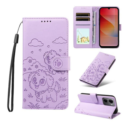 Embossed Heart Dog RFID Blocking Wallet Leather Phone Case, For Redmi Note 17 4G / 5G Global 169.7mm, For Redmi 17C 5G, For Redmi Note 17 Pro+ 5G Global 163.4mm, For Redmi 17 4G / 5G Global 170mm, For Redmi K90 Max 5G / K90 Ultra 5G, For Redmi 15a Glob...