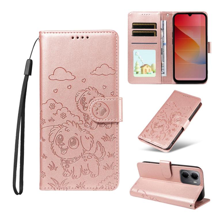 Embossed Heart Dog RFID Blocking Wallet Leather Phone Case, For Redmi Note 17 4G / 5G Global 169.7mm, For Redmi 17C 5G, For Redmi Note 17 Pro+ 5G Global 163.4mm, For Redmi 17 4G / 5G Global 170mm, For Redmi K90 Max 5G / K90 Ultra 5G, For Redmi 15a Glob...
