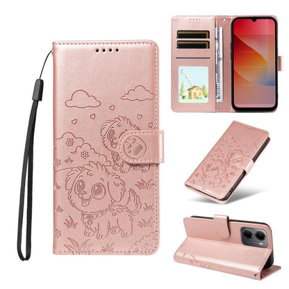 Embossed Heart Dog RFID Blocking Wallet Leather Phone Case, For Redmi Note 17 4G / 5G Global 169.7mm, For Redmi 17C 5G, For Redmi Note 17 Pro+ 5G Global 163.4mm, For Redmi 17 4G / 5G Global 170mm, For Redmi K90 Max 5G / K90 Ultra 5G, For Redmi 15a Glob...