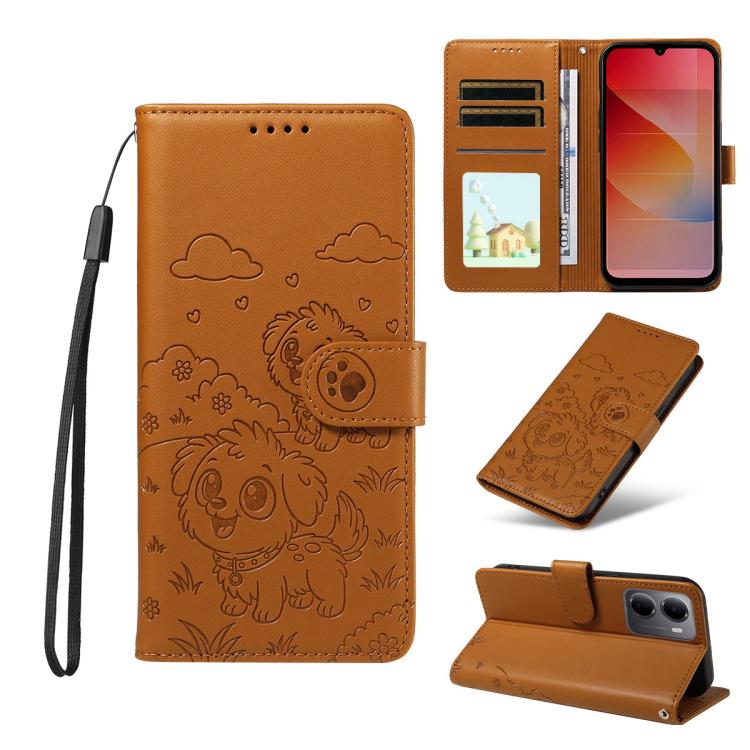 Embossed Heart Dog RFID Blocking Wallet Leather Phone Case, For Redmi Note 17 4G / 5G Global 169.7mm, For Redmi 17C 5G, For Redmi Note 17 Pro+ 5G Global 163.4mm, For Redmi 17 4G / 5G Global 170mm, For Redmi K90 Max 5G / K90 Ultra 5G, For Redmi 15a Glob...