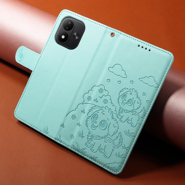Embossed Heart Dog RFID Blocking Wallet Leather Phone Case, For Redmi Note 17 4G / 5G Global 169.7mm, For Redmi 17C 5G, For Redmi Note 17 Pro+ 5G Global 163.4mm, For Redmi 17 4G / 5G Global 170mm, For Redmi K90 Max 5G / K90 Ultra 5G, For Redmi 15a Glob...