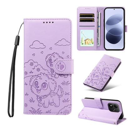 Embossed Heart Dog RFID Blocking Wallet Leather Phone Case, For Redmi Note 17 4G / 5G Global 169.7mm, For Redmi 17C 5G, For Redmi Note 17 Pro+ 5G Global 163.4mm, For Redmi 17 4G / 5G Global 170mm, For Redmi K90 Max 5G / K90 Ultra 5G, For Redmi 15a Glob...