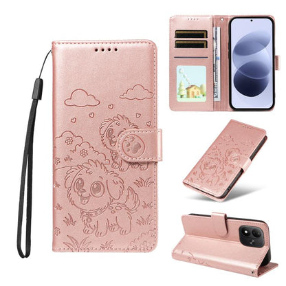 Embossed Heart Dog RFID Blocking Wallet Leather Phone Case, For Redmi Note 17 4G / 5G Global 169.7mm, For Redmi 17C 5G, For Redmi Note 17 Pro+ 5G Global 163.4mm, For Redmi 17 4G / 5G Global 170mm, For Redmi K90 Max 5G / K90 Ultra 5G, For Redmi 15a Glob...