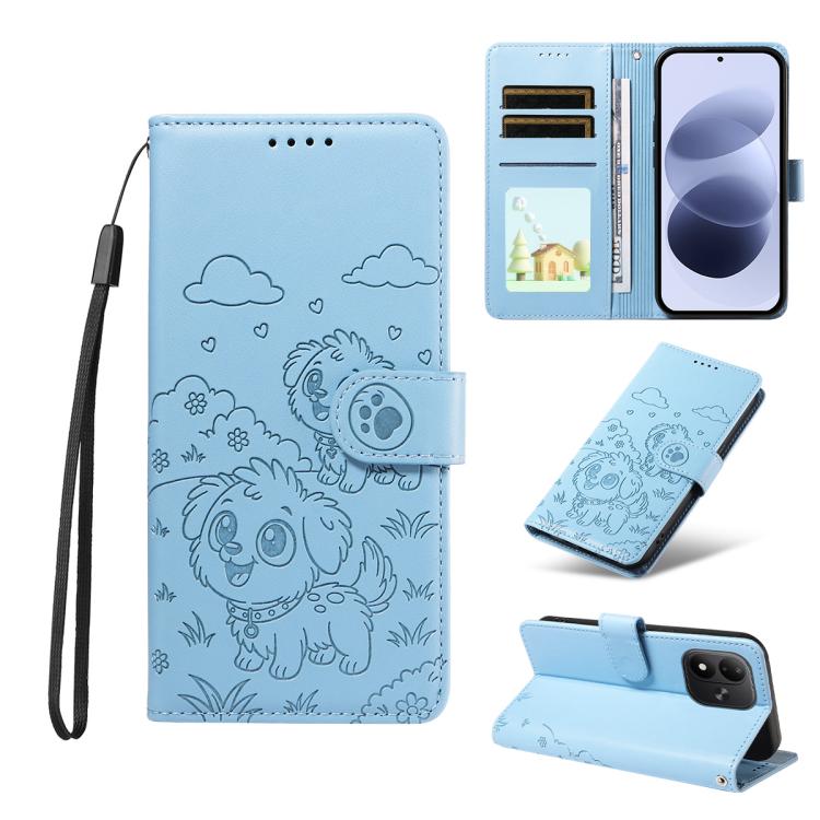 Embossed Heart Dog RFID Blocking Wallet Leather Phone Case, For Redmi Note 17 4G / 5G Global 169.7mm, For Redmi 17C 5G, For Redmi Note 17 Pro+ 5G Global 163.4mm, For Redmi 17 4G / 5G Global 170mm, For Redmi K90 Max 5G / K90 Ultra 5G, For Redmi 15a Glob...