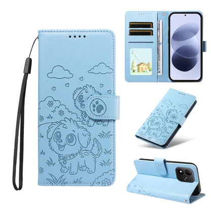 Embossed Heart Dog RFID Blocking Wallet Leather Phone Case, For Redmi Note 17 4G / 5G Global 169.7mm, For Redmi 17C 5G, For Redmi Note 17 Pro+ 5G Global 163.4mm, For Redmi 17 4G / 5G Global 170mm, For Redmi K90 Max 5G / K90 Ultra 5G, For Redmi 15a Glob...