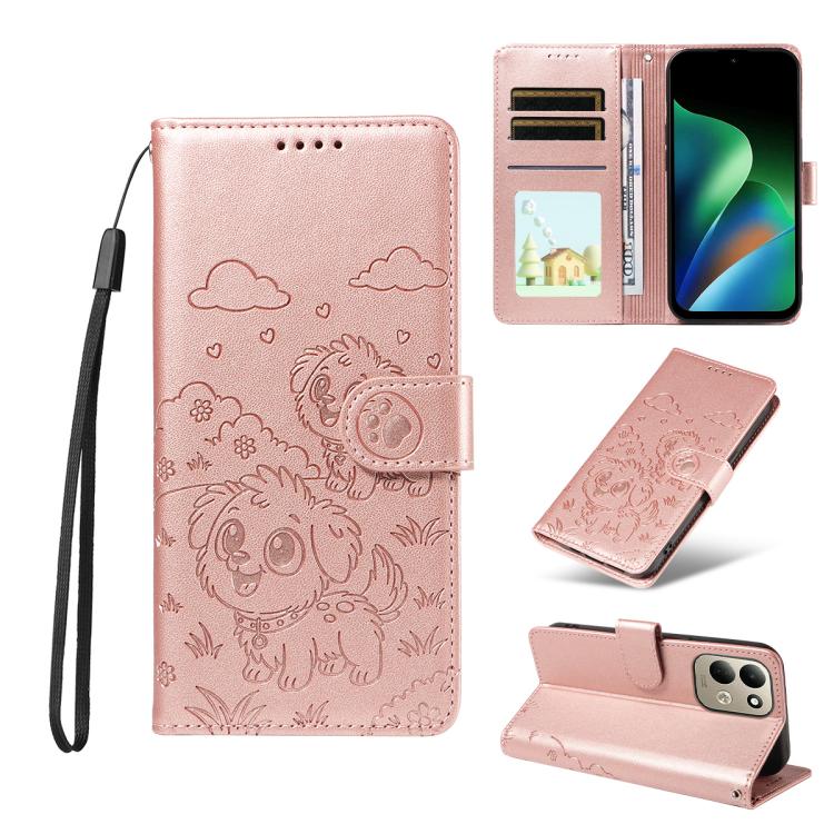Embossed Heart Dog RFID Blocking Wallet Leather Phone Case, For Redmi Note 17 4G / 5G Global 169.7mm, For Redmi 17C 5G, For Redmi Note 17 Pro+ 5G Global 163.4mm, For Redmi 17 4G / 5G Global 170mm, For Redmi K90 Max 5G / K90 Ultra 5G, For Redmi 15a Glob...