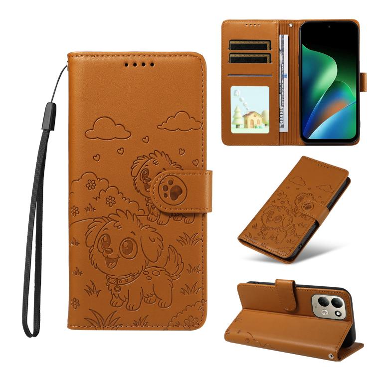 Embossed Heart Dog RFID Blocking Wallet Leather Phone Case, For Redmi Note 17 4G / 5G Global 169.7mm, For Redmi 17C 5G, For Redmi Note 17 Pro+ 5G Global 163.4mm, For Redmi 17 4G / 5G Global 170mm, For Redmi K90 Max 5G / K90 Ultra 5G, For Redmi 15a Glob...