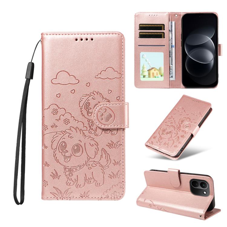 Embossed Heart Dog RFID Blocking Wallet Leather Phone Case, For Redmi Note 17 4G / 5G Global 169.7mm, For Redmi 17C 5G, For Redmi Note 17 Pro+ 5G Global 163.4mm, For Redmi 17 4G / 5G Global 170mm, For Redmi K90 Max 5G / K90 Ultra 5G, For Redmi 15a Glob...