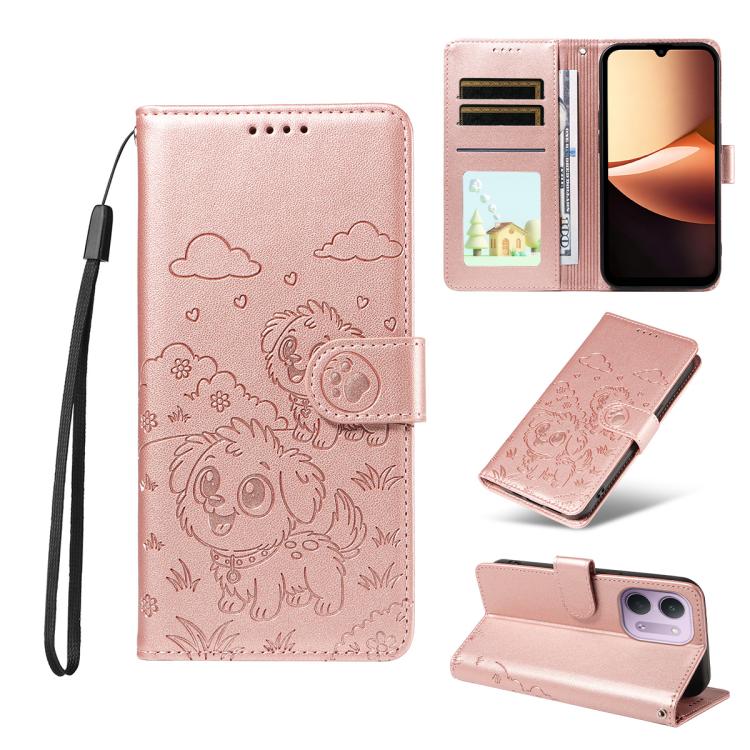 Embossed Heart Dog RFID Blocking Wallet Leather Phone Case, For Redmi Note 17 4G / 5G Global 169.7mm, For Redmi 17C 5G, For Redmi Note 17 Pro+ 5G Global 163.4mm, For Redmi 17 4G / 5G Global 170mm, For Redmi K90 Max 5G / K90 Ultra 5G, For Redmi 15a Glob...
