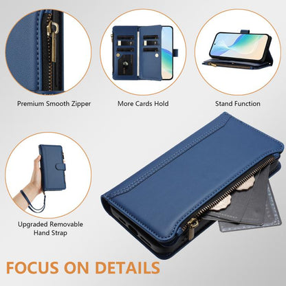 Magnetic Closure 9 Card Slots Zipper Leather Case with Hand Strap, For UMIDIGI G100X 5G / 4G, For UMIDIGI G100 Pro
