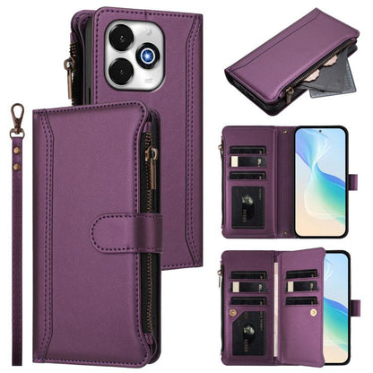 Magnetic Closure 9 Card Slots Zipper Leather Case with Hand Strap, For UMIDIGI G100X 5G / 4G, For UMIDIGI G100 Pro