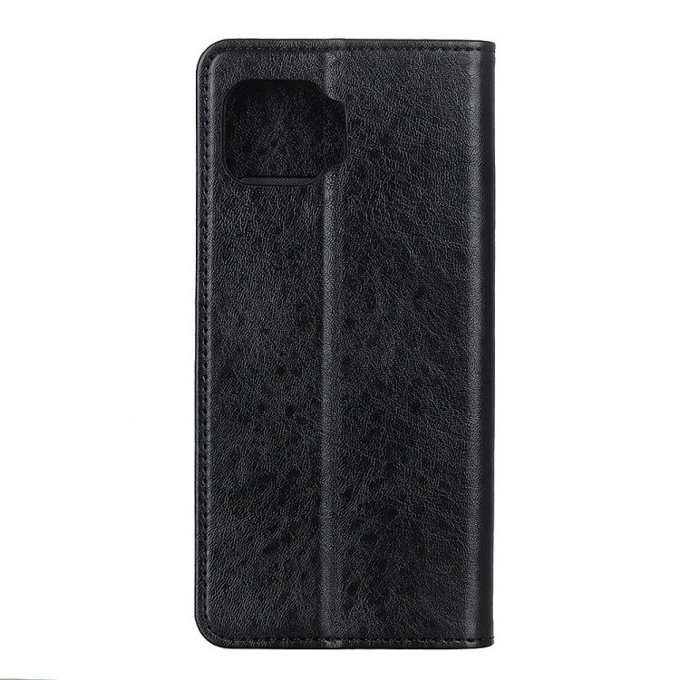 Black leather flip phone case with top card pocket and phone compartment.