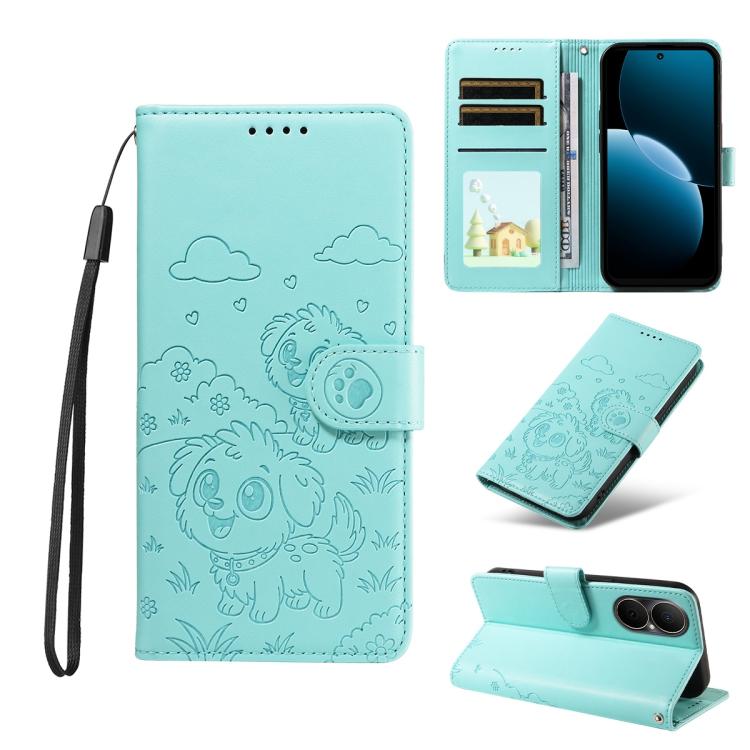 Embossed Heart Dog RFID Blocking Wallet Leather Phone Case, For Huawei nova 16 SE 5G, For Huawei nova 16, For Huawei Enjoy 90 Pro Max 5G, For Huawei Enjoy 90 Plus 5G, For Huawei Enjoy 80 Plus, For Huawei nova 15 Pro / 15 Ultra, For Huawei Mate 70 Air 5...