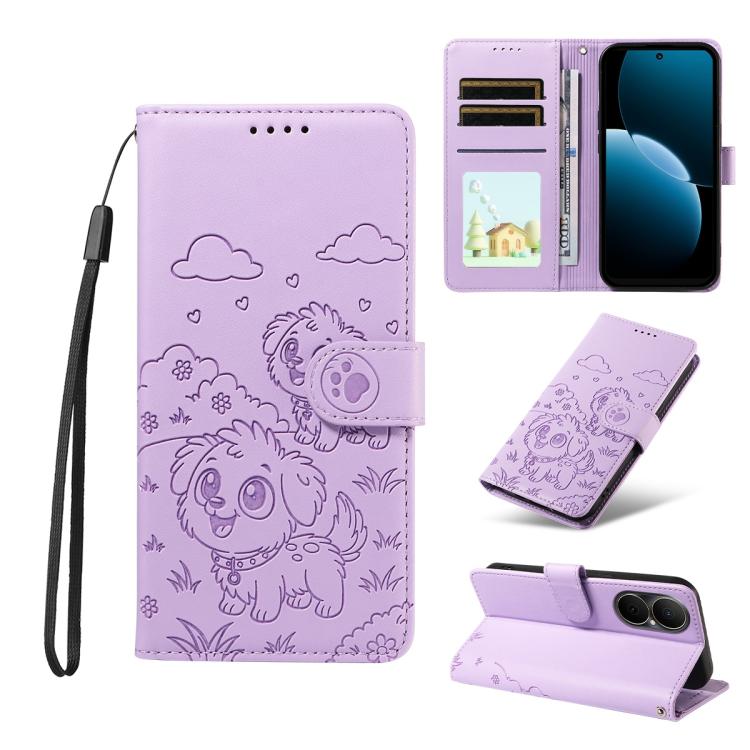 Embossed Heart Dog RFID Blocking Wallet Leather Phone Case, For Huawei nova 16 SE 5G, For Huawei nova 16, For Huawei Enjoy 90 Pro Max 5G, For Huawei Enjoy 90 Plus 5G, For Huawei Enjoy 80 Plus, For Huawei nova 15 Pro / 15 Ultra, For Huawei Mate 70 Air 5...