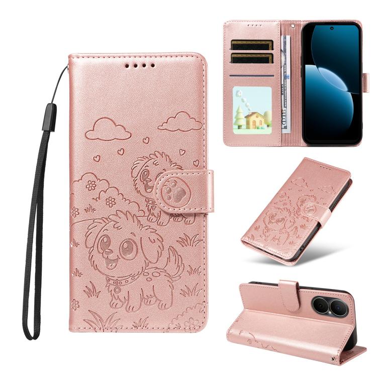 Embossed Heart Dog RFID Blocking Wallet Leather Phone Case, For Huawei nova 16 SE 5G, For Huawei nova 16, For Huawei Enjoy 90 Pro Max 5G, For Huawei Enjoy 90 Plus 5G, For Huawei Enjoy 80 Plus, For Huawei nova 15 Pro / 15 Ultra, For Huawei Mate 70 Air 5...