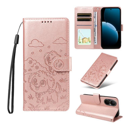 Embossed Heart Dog RFID Blocking Wallet Leather Phone Case, For Huawei nova 16 SE 5G, For Huawei nova 16, For Huawei Enjoy 90 Pro Max 5G, For Huawei Enjoy 90 Plus 5G, For Huawei Enjoy 80 Plus, For Huawei nova 15 Pro / 15 Ultra, For Huawei Mate 70 Air 5...