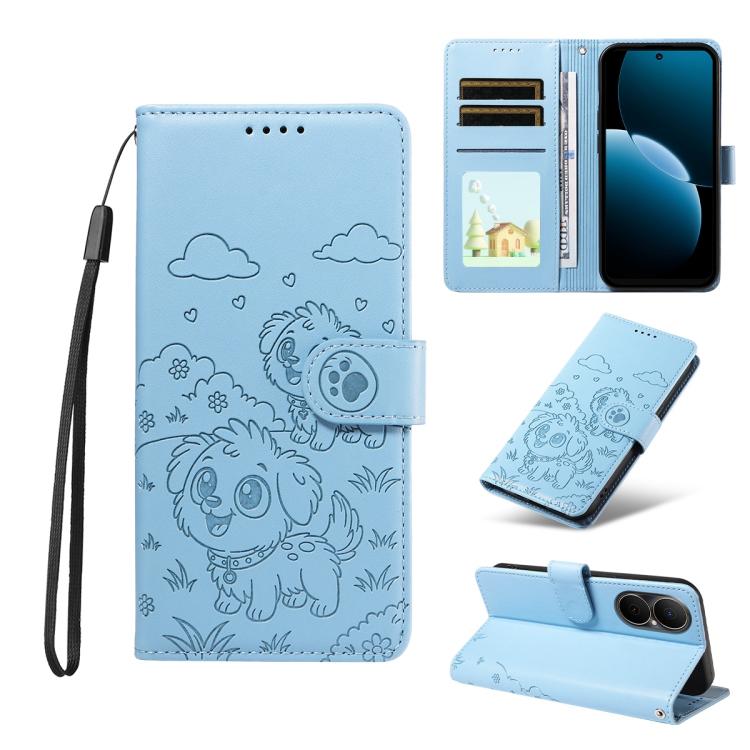 Embossed Heart Dog RFID Blocking Wallet Leather Phone Case, For Huawei nova 16 SE 5G, For Huawei nova 16, For Huawei Enjoy 90 Pro Max 5G, For Huawei Enjoy 90 Plus 5G, For Huawei Enjoy 80 Plus, For Huawei nova 15 Pro / 15 Ultra, For Huawei Mate 70 Air 5...
