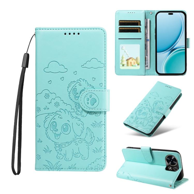 Embossed Heart Dog RFID Blocking Wallet Leather Phone Case, For Huawei nova 16 SE 5G, For Huawei nova 16, For Huawei Enjoy 90 Pro Max 5G, For Huawei Enjoy 90 Plus 5G, For Huawei Enjoy 80 Plus, For Huawei nova 15 Pro / 15 Ultra, For Huawei Mate 70 Air 5...
