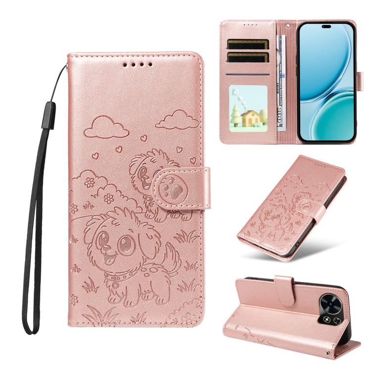 Embossed Heart Dog RFID Blocking Wallet Leather Phone Case, For Huawei nova 16 SE 5G, For Huawei nova 16, For Huawei Enjoy 90 Pro Max 5G, For Huawei Enjoy 90 Plus 5G, For Huawei Enjoy 80 Plus, For Huawei nova 15 Pro / 15 Ultra, For Huawei Mate 70 Air 5...