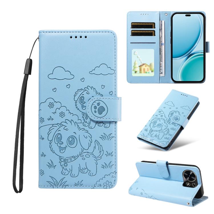 Embossed Heart Dog RFID Blocking Wallet Leather Phone Case, For Huawei nova 16 SE 5G, For Huawei nova 16, For Huawei Enjoy 90 Pro Max 5G, For Huawei Enjoy 90 Plus 5G, For Huawei Enjoy 80 Plus, For Huawei nova 15 Pro / 15 Ultra, For Huawei Mate 70 Air 5...