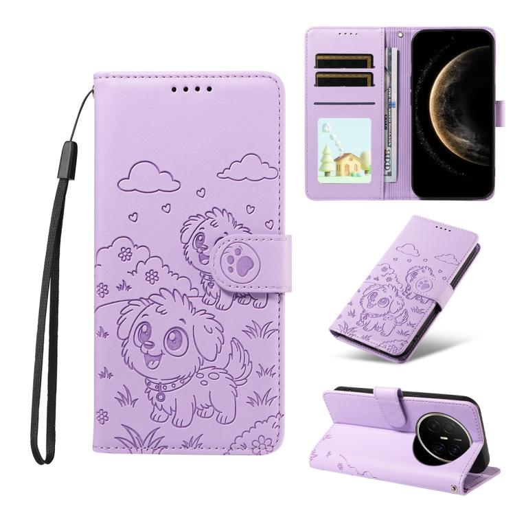 Embossed Heart Dog RFID Blocking Wallet Leather Phone Case, For Huawei nova 16 SE 5G, For Huawei nova 16, For Huawei Enjoy 90 Pro Max 5G, For Huawei Enjoy 90 Plus 5G, For Huawei Enjoy 80 Plus, For Huawei nova 15 Pro / 15 Ultra, For Huawei Mate 70 Air 5...