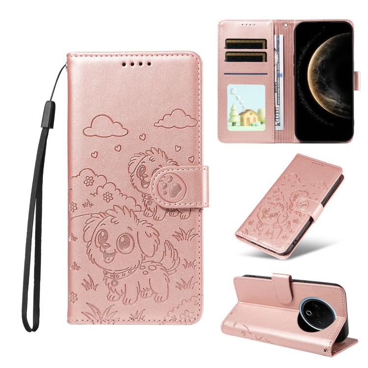 Embossed Heart Dog RFID Blocking Wallet Leather Phone Case, For Huawei nova 16 SE 5G, For Huawei nova 16, For Huawei Enjoy 90 Pro Max 5G, For Huawei Enjoy 90 Plus 5G, For Huawei Enjoy 80 Plus, For Huawei nova 15 Pro / 15 Ultra, For Huawei Mate 70 Air 5...