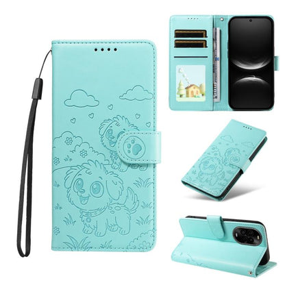 Embossed Heart Dog RFID Blocking Wallet Leather Phone Case, For Huawei nova 16 SE 5G, For Huawei nova 16, For Huawei Enjoy 90 Pro Max 5G, For Huawei Enjoy 90 Plus 5G, For Huawei Enjoy 80 Plus, For Huawei nova 15 Pro / 15 Ultra, For Huawei Mate 70 Air 5...
