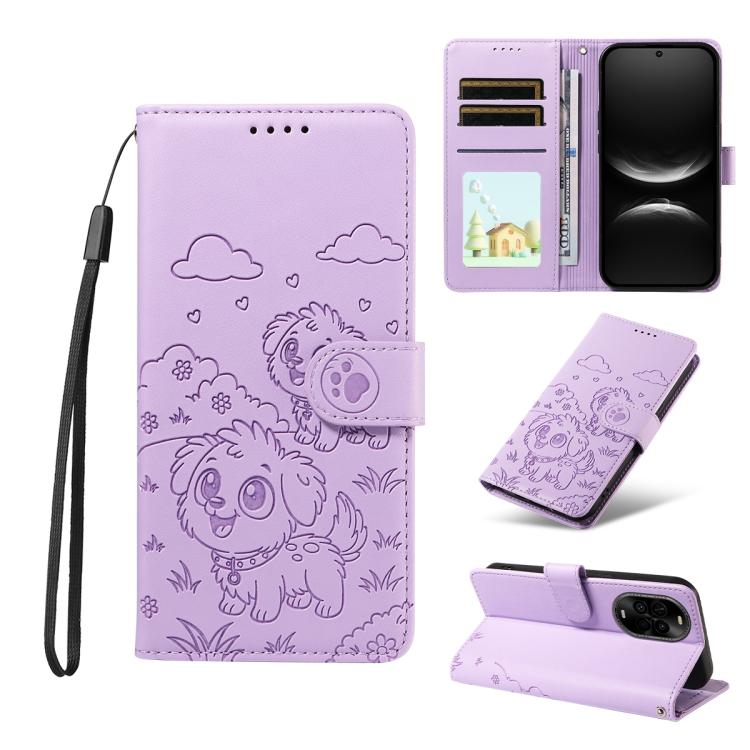 Embossed Heart Dog RFID Blocking Wallet Leather Phone Case, For Huawei nova 16 SE 5G, For Huawei nova 16, For Huawei Enjoy 90 Pro Max 5G, For Huawei Enjoy 90 Plus 5G, For Huawei Enjoy 80 Plus, For Huawei nova 15 Pro / 15 Ultra, For Huawei Mate 70 Air 5...
