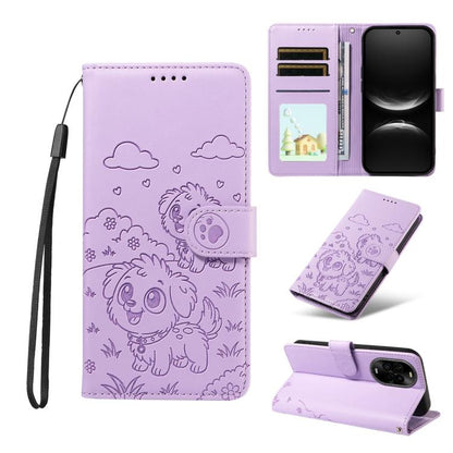 Embossed Heart Dog RFID Blocking Wallet Leather Phone Case, For Huawei nova 16 SE 5G, For Huawei nova 16, For Huawei Enjoy 90 Pro Max 5G, For Huawei Enjoy 90 Plus 5G, For Huawei Enjoy 80 Plus, For Huawei nova 15 Pro / 15 Ultra, For Huawei Mate 70 Air 5...