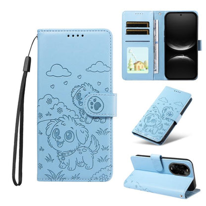 Embossed Heart Dog RFID Blocking Wallet Leather Phone Case, For Huawei nova 16 SE 5G, For Huawei nova 16, For Huawei Enjoy 90 Pro Max 5G, For Huawei Enjoy 90 Plus 5G, For Huawei Enjoy 80 Plus, For Huawei nova 15 Pro / 15 Ultra, For Huawei Mate 70 Air 5...