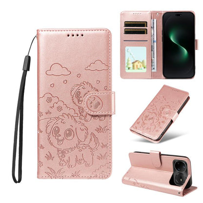 Embossed Heart Dog RFID Blocking Wallet Leather Phone Case, For Huawei nova 16 SE 5G, For Huawei nova 16, For Huawei Enjoy 90 Pro Max 5G, For Huawei Enjoy 90 Plus 5G, For Huawei Enjoy 80 Plus, For Huawei nova 15 Pro / 15 Ultra, For Huawei Mate 70 Air 5...