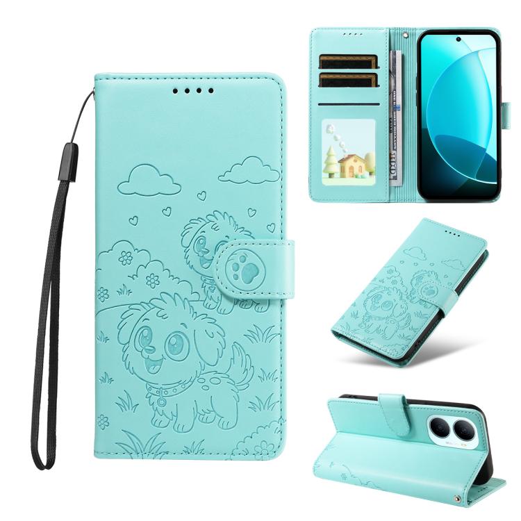Embossed Heart Dog RFID Blocking Wallet Leather Phone Case, For Huawei nova 16 SE 5G, For Huawei nova 16, For Huawei Enjoy 90 Pro Max 5G, For Huawei Enjoy 90 Plus 5G, For Huawei Enjoy 80 Plus, For Huawei nova 15 Pro / 15 Ultra, For Huawei Mate 70 Air 5...