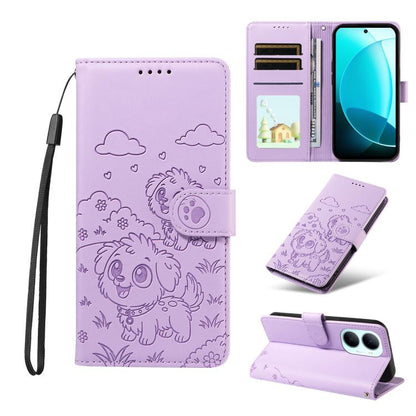 Embossed Heart Dog RFID Blocking Wallet Leather Phone Case, For Huawei nova 16 SE 5G, For Huawei nova 16, For Huawei Enjoy 90 Pro Max 5G, For Huawei Enjoy 90 Plus 5G, For Huawei Enjoy 80 Plus, For Huawei nova 15 Pro / 15 Ultra, For Huawei Mate 70 Air 5...