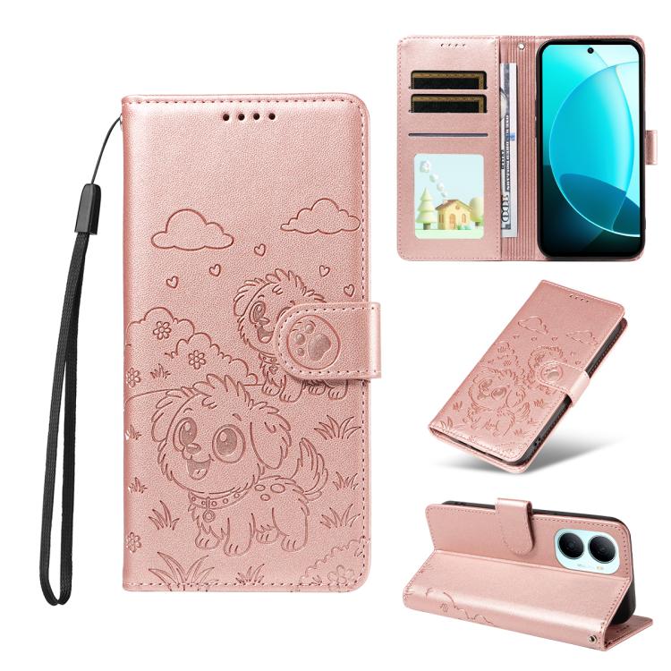 Embossed Heart Dog RFID Blocking Wallet Leather Phone Case, For Huawei nova 16 SE 5G, For Huawei nova 16, For Huawei Enjoy 90 Pro Max 5G, For Huawei Enjoy 90 Plus 5G, For Huawei Enjoy 80 Plus, For Huawei nova 15 Pro / 15 Ultra, For Huawei Mate 70 Air 5...