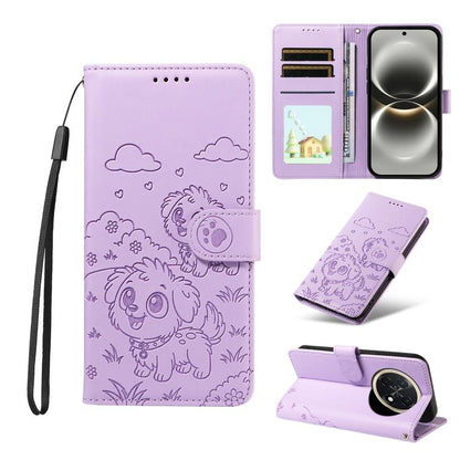 Embossed Heart Dog RFID Blocking Wallet Leather Phone Case, For Huawei nova 16 SE 5G, For Huawei nova 16, For Huawei Enjoy 90 Pro Max 5G, For Huawei Enjoy 90 Plus 5G, For Huawei Enjoy 80 Plus, For Huawei nova 15 Pro / 15 Ultra, For Huawei Mate 70 Air 5...