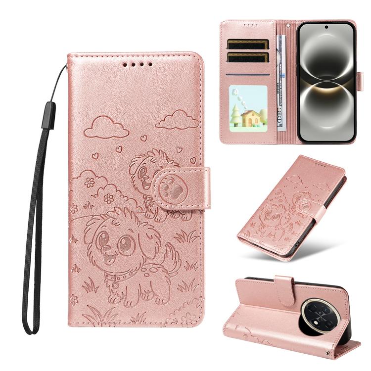 Embossed Heart Dog RFID Blocking Wallet Leather Phone Case, For Huawei nova 16 SE 5G, For Huawei nova 16, For Huawei Enjoy 90 Pro Max 5G, For Huawei Enjoy 90 Plus 5G, For Huawei Enjoy 80 Plus, For Huawei nova 15 Pro / 15 Ultra, For Huawei Mate 70 Air 5...
