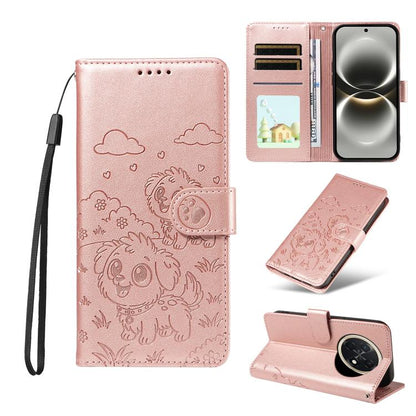 Embossed Heart Dog RFID Blocking Wallet Leather Phone Case, For Huawei nova 16 SE 5G, For Huawei nova 16, For Huawei Enjoy 90 Pro Max 5G, For Huawei Enjoy 90 Plus 5G, For Huawei Enjoy 80 Plus, For Huawei nova 15 Pro / 15 Ultra, For Huawei Mate 70 Air 5...