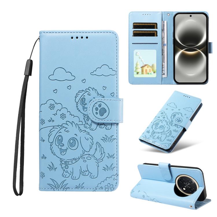 Embossed Heart Dog RFID Blocking Wallet Leather Phone Case, For Huawei nova 16 SE 5G, For Huawei nova 16, For Huawei Enjoy 90 Pro Max 5G, For Huawei Enjoy 90 Plus 5G, For Huawei Enjoy 80 Plus, For Huawei nova 15 Pro / 15 Ultra, For Huawei Mate 70 Air 5...