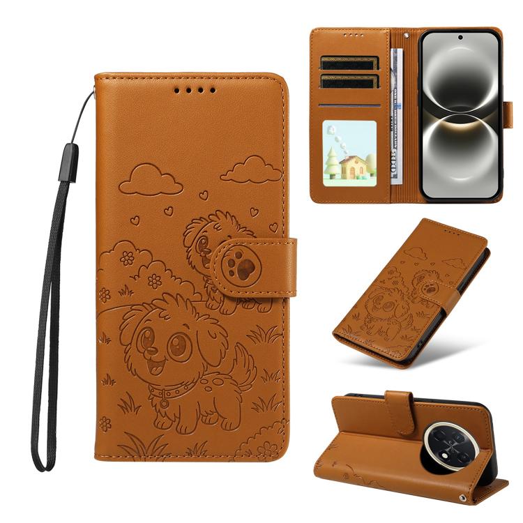 Embossed Heart Dog RFID Blocking Wallet Leather Phone Case, For Huawei nova 16 SE 5G, For Huawei nova 16, For Huawei Enjoy 90 Pro Max 5G, For Huawei Enjoy 90 Plus 5G, For Huawei Enjoy 80 Plus, For Huawei nova 15 Pro / 15 Ultra, For Huawei Mate 70 Air 5...