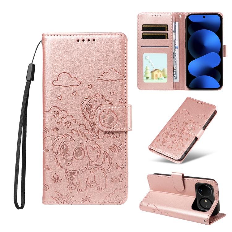 Embossed Heart Dog RFID Blocking Wallet Leather Phone Case, For Huawei nova 16 SE 5G, For Huawei nova 16, For Huawei Enjoy 90 Pro Max 5G, For Huawei Enjoy 90 Plus 5G, For Huawei Enjoy 80 Plus, For Huawei nova 15 Pro / 15 Ultra, For Huawei Mate 70 Air 5...