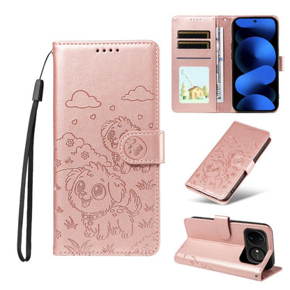 Embossed Heart Dog RFID Blocking Wallet Leather Phone Case, For Huawei nova 16 SE 5G, For Huawei nova 16, For Huawei Enjoy 90 Pro Max 5G, For Huawei Enjoy 90 Plus 5G, For Huawei Enjoy 80 Plus, For Huawei nova 15 Pro / 15 Ultra, For Huawei Mate 70 Air 5...