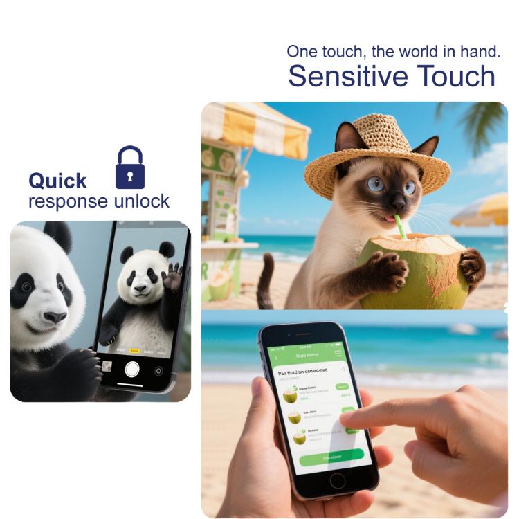 Sensitive touch tempered glass screen protector film on smartphone front