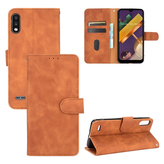 Brown PU leather magnetic flip phone case with wallet and card slots