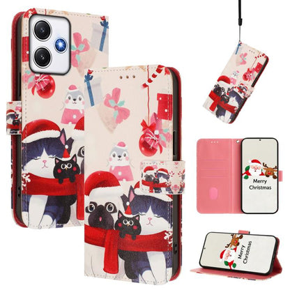 Christmas Series Buckle Leather Phone Case with Hand Strap, For Redmi Note 14 4G 163.25mm, For Redmi 14C 4G / A4 5G / 14R 5G / A3 Pro, For Redmi K70 Ultra 5G, For Redmi A3 4G / A3x 4G, For Redmi 13C 4G / 5G / Xiaomi Poco C65 / M6                       ...