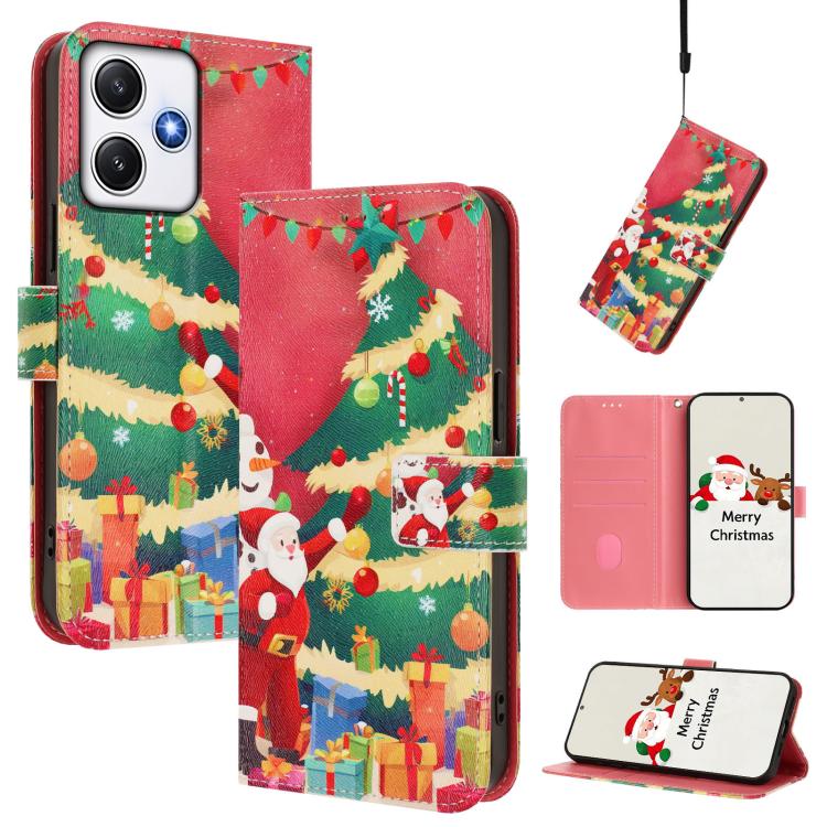 Christmas Series Buckle Leather Phone Case with Hand Strap, For Redmi Note 14 4G 163.25mm, For Redmi 14C 4G / A4 5G / 14R 5G / A3 Pro, For Redmi K70 Ultra 5G, For Redmi A3 4G / A3x 4G, For Redmi 13C 4G / 5G / Xiaomi Poco C65 / M6                       ...