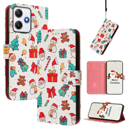 Christmas Series Buckle Leather Phone Case with Hand Strap, For Redmi Note 14 4G 163.25mm, For Redmi 14C 4G / A4 5G / 14R 5G / A3 Pro, For Redmi K70 Ultra 5G, For Redmi A3 4G / A3x 4G, For Redmi 13C 4G / 5G / Xiaomi Poco C65 / M6                       ...