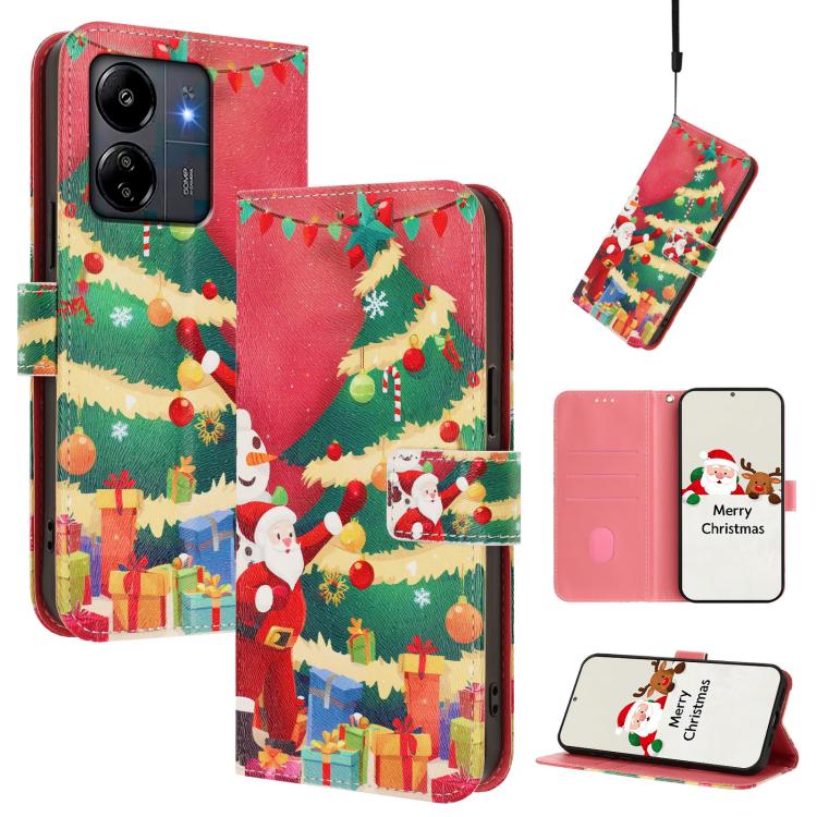 Christmas Series Buckle Leather Phone Case with Hand Strap, For Redmi Note 14 4G 163.25mm, For Redmi 14C 4G / A4 5G / 14R 5G / A3 Pro, For Redmi K70 Ultra 5G, For Redmi A3 4G / A3x 4G, For Redmi 13C 4G / 5G / Xiaomi Poco C65 / M6                       ...